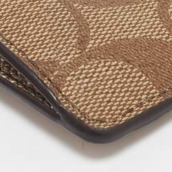 Coach Beige Signature Coated Canvas Mini Skinny Card Case