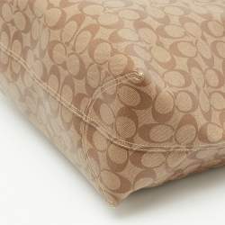 Pre Owned Coach Brown/Light Blue Signature Coated Canvas Reversible City Tote