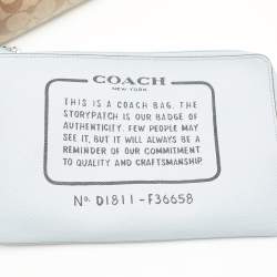 Pre Owned Coach Brown/Light Blue Signature Coated Canvas Reversible City Tote