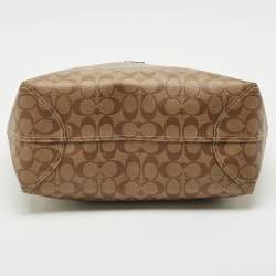 Pre Owned Coach Brown/Light Blue Signature Coated Canvas Reversible City Tote