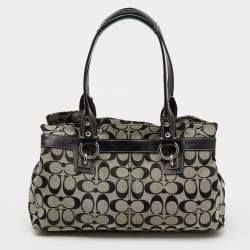 Coach Black/White Signature Canvas and Leather Shoulder Bag