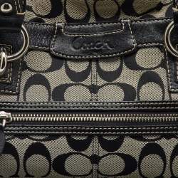 Coach Black/White Signature Canvas and Leather Shoulder Bag