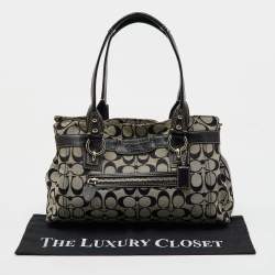 Coach Black/White Signature Canvas and Leather Shoulder Bag