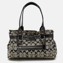 Coach Black/White Signature Canvas and Leather Shoulder Bag