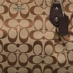 Coach Beige/Brown Signature Canvas and Leather Carryall Satchel