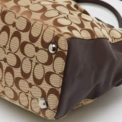 Coach Beige/Brown Signature Canvas and Leather Carryall Satchel