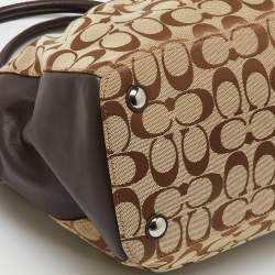 Coach Beige/Brown Signature Canvas and Leather Carryall Satchel