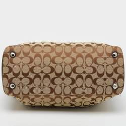 Coach Beige/Brown Signature Canvas and Leather Carryall Satchel