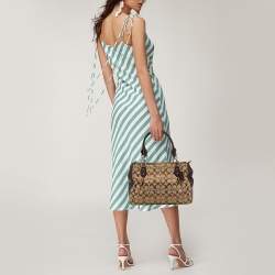Coach Beige/Brown Signature Canvas and Leather Carryall Satchel