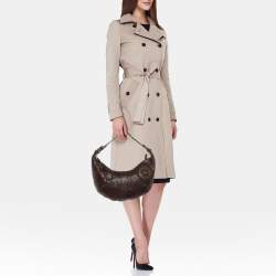 Coach Dark Brown Leather Studded Embellished Hobo