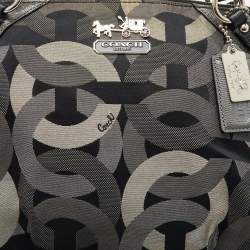 Coach Grey/Black Op Art Canvas and Leather Madison Satchel