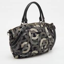 Coach Grey/Black Op Art Canvas and Leather Madison Satchel