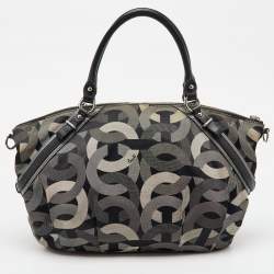 Coach Grey/Black Op Art Canvas and Leather Madison Satchel