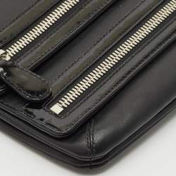 Coach Black Leather and Patent Leather Double Zip Long Clutch