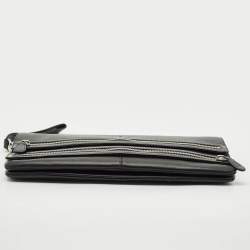 Coach Black Leather and Patent Leather Double Zip Long Clutch