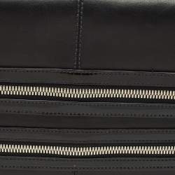 Coach Black Leather and Patent Leather Double Zip Long Clutch