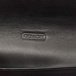 Coach Black Leather and Patent Leather Double Zip Long Clutch