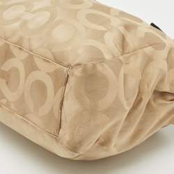 Coach Beige/Brown Signature OP Art Fabric and Leather Carryall Shoulder Bag