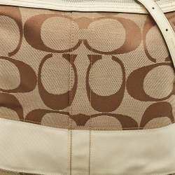 Coach Beige/White Signature Canvas and Leather Messenger Bag