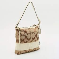 Coach Beige/White Signature Canvas and Leather Messenger Bag