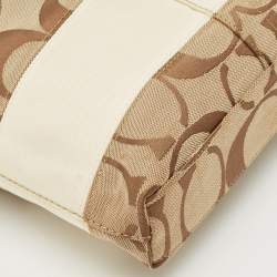 Coach Beige/White Signature Canvas and Leather Messenger Bag