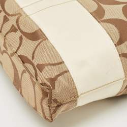 Coach Beige/White Signature Canvas and Leather Messenger Bag