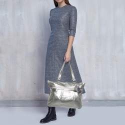 Coach Silver Leather Poppy Glam Tote