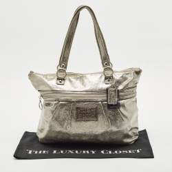 Coach Silver Leather Poppy Glam Tote