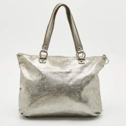 Coach Silver Leather Poppy Glam Tote