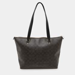 Coach Black/Brown Signature Coated Canvas and Leather Gallery Tote