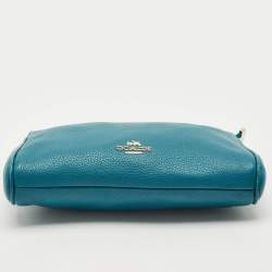 Coach Teal Blue Leather Carrie Crossbody Bag