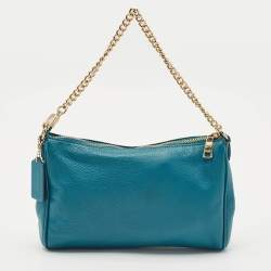 Coach Teal Blue Leather Carrie Crossbody Bag