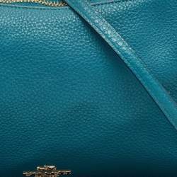 Coach Teal Blue Leather Carrie Crossbody Bag