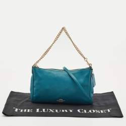 Coach Teal Blue Leather Carrie Crossbody Bag