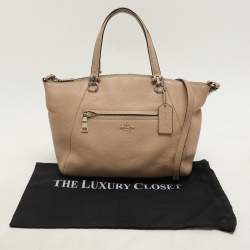 Coach Beige Pebbled Leather Prairie Satchel