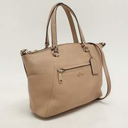 Coach Beige Pebbled Leather Prairie Satchel