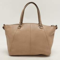Coach Beige Pebbled Leather Prairie Satchel