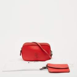 Coach x Disney Mickey Red Leather Double Zip Crossbody Bag