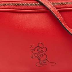 Coach x Disney Mickey Red Leather Double Zip Crossbody Bag