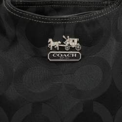 Coach Black Signature Canvas and Leather Op Art Madison Hobo