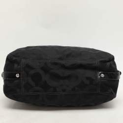 Coach Black Signature Canvas and Leather Op Art Madison Hobo
