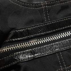 Coach Black Signature Canvas and Leather Op Art Madison Hobo