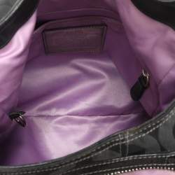 Coach Black Signature Canvas and Leather Op Art Madison Hobo
