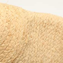 Coach Beige/Burnt Orange Raffia and Leather Buckle Flap Tote