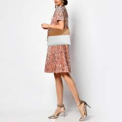 Coach Tan/White Leather Chain Shoulder Bag