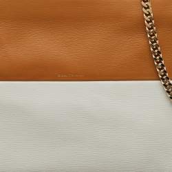 Coach Tan/White Leather Chain Shoulder Bag