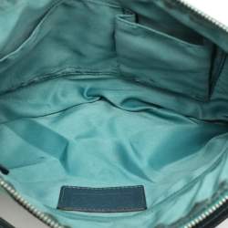 Coach Green/Blue Leather Double Pocket Shoulder Bag  