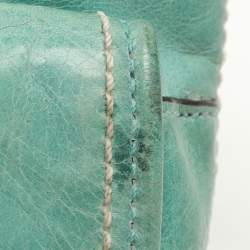Coach Green/Blue Leather Double Pocket Shoulder Bag  