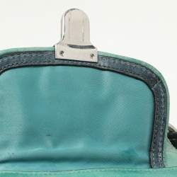 Coach Green/Blue Leather Double Pocket Shoulder Bag  