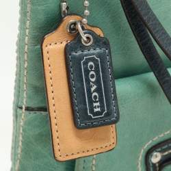 Coach Green/Blue Leather Double Pocket Shoulder Bag  